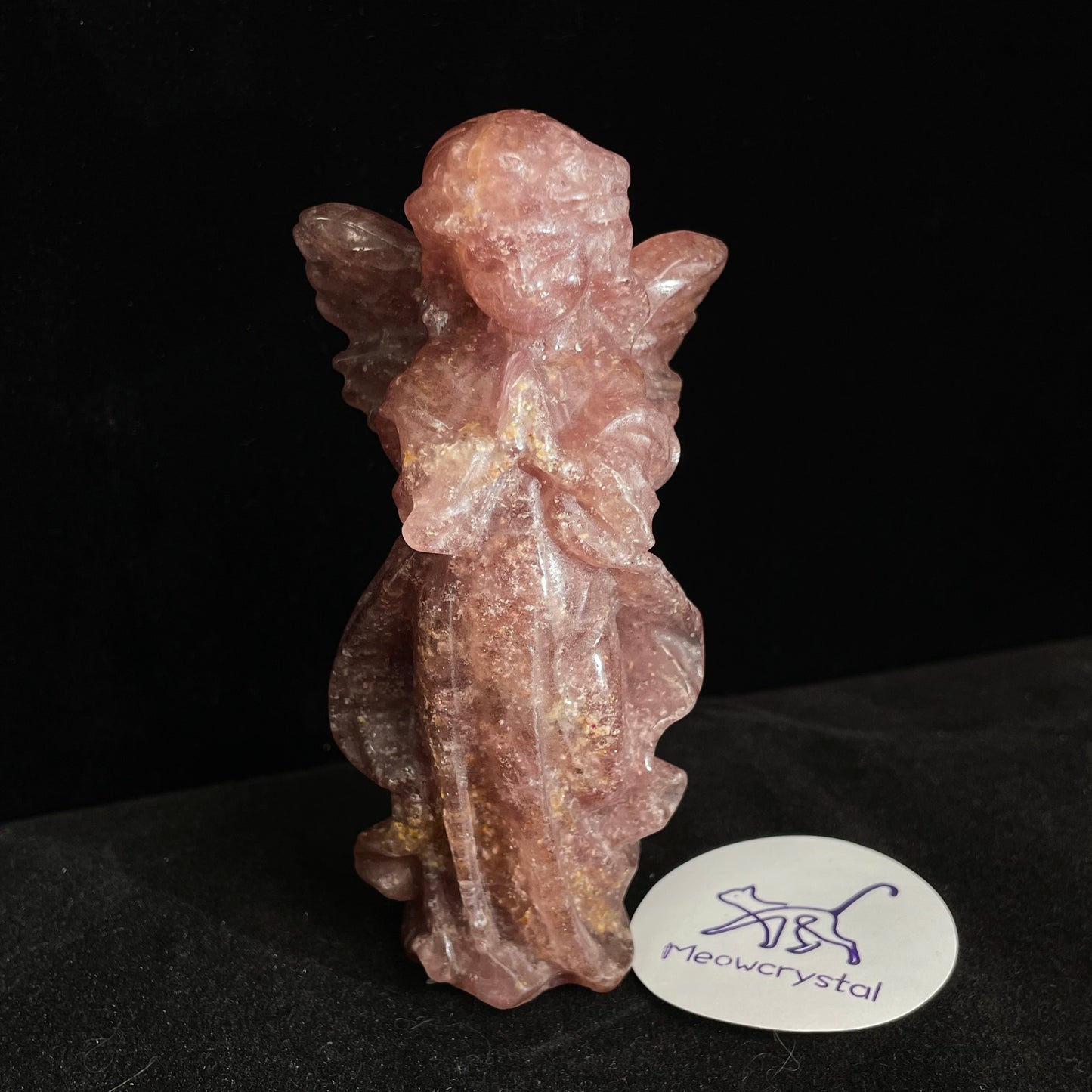 4"" Natural Crystal Angel Carving - Collectible Feng Shui Decor, Energy Harmonizing Ornament, Unique Home Accent & Spiritual Art
