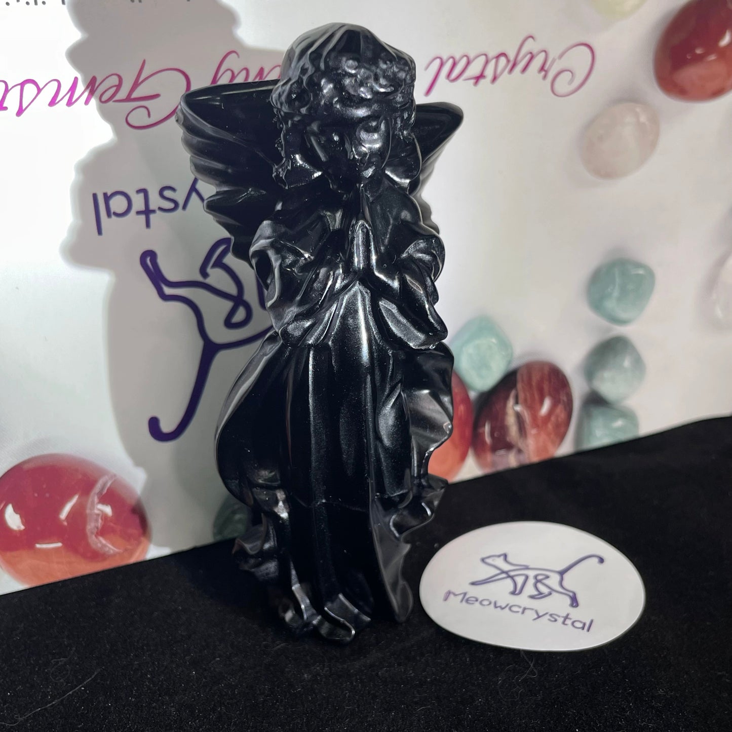 4"" Natural Crystal Angel Carving - Collectible Feng Shui Decor, Energy Harmonizing Ornament, Unique Home Accent & Spiritual Art