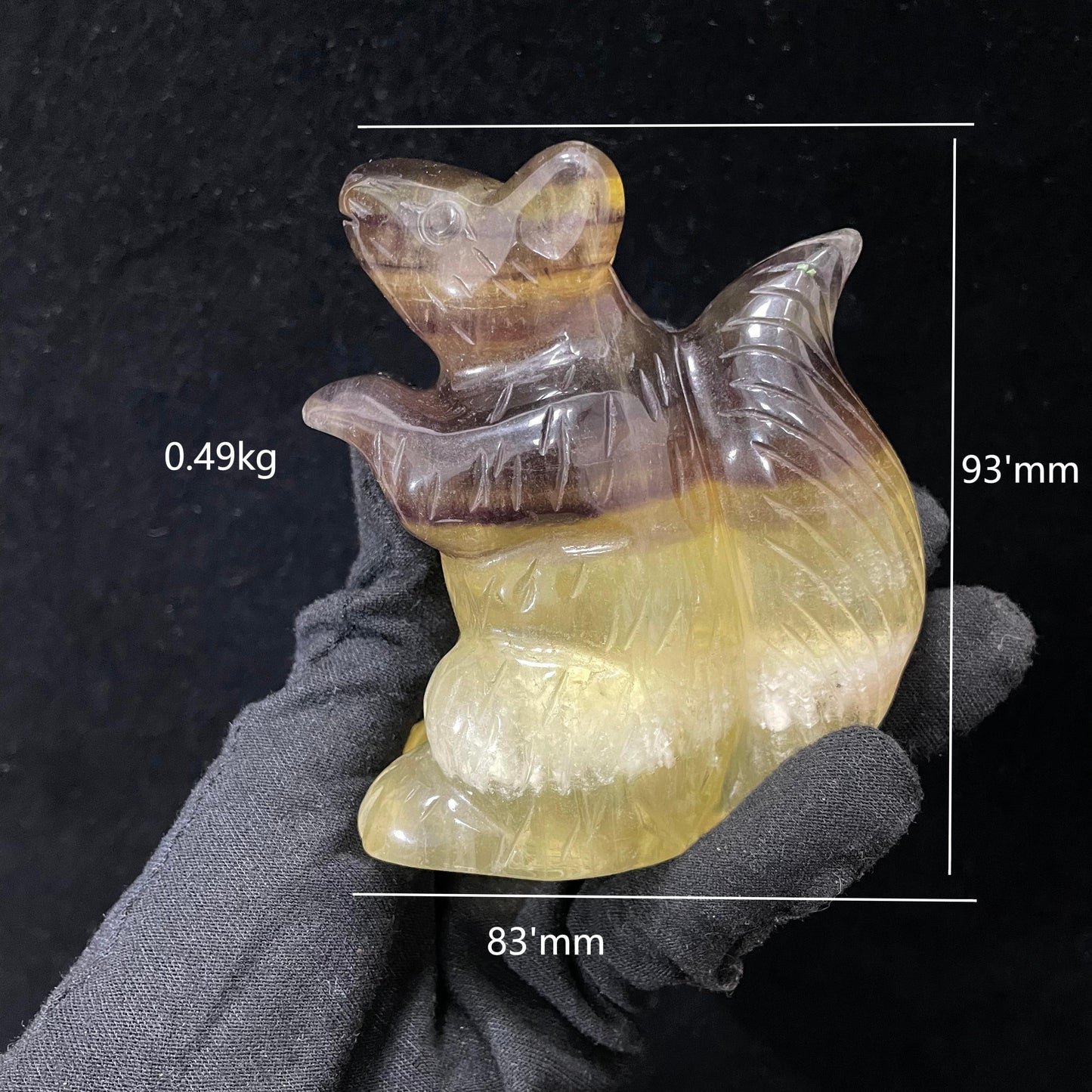 Natural Fluorite Squirrel Carving – Handcrafted with Precision, Intricate Details Capture Lifelike Charm. Unique Artisan Work, Vibrant Crystal Decor