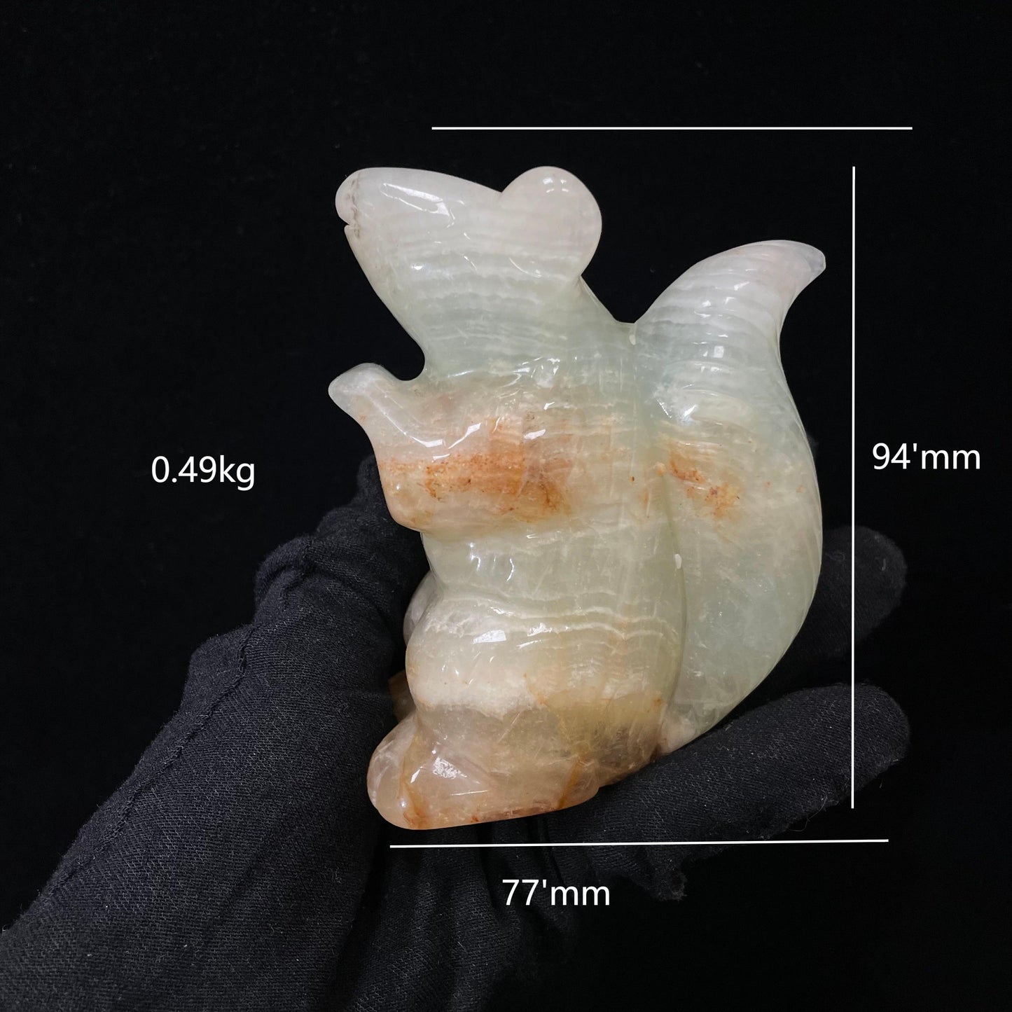 Natural Fluorite Squirrel Carving – Handcrafted with Precision, Intricate Details Capture Lifelike Charm. Unique Artisan Work, Vibrant Crystal Decor