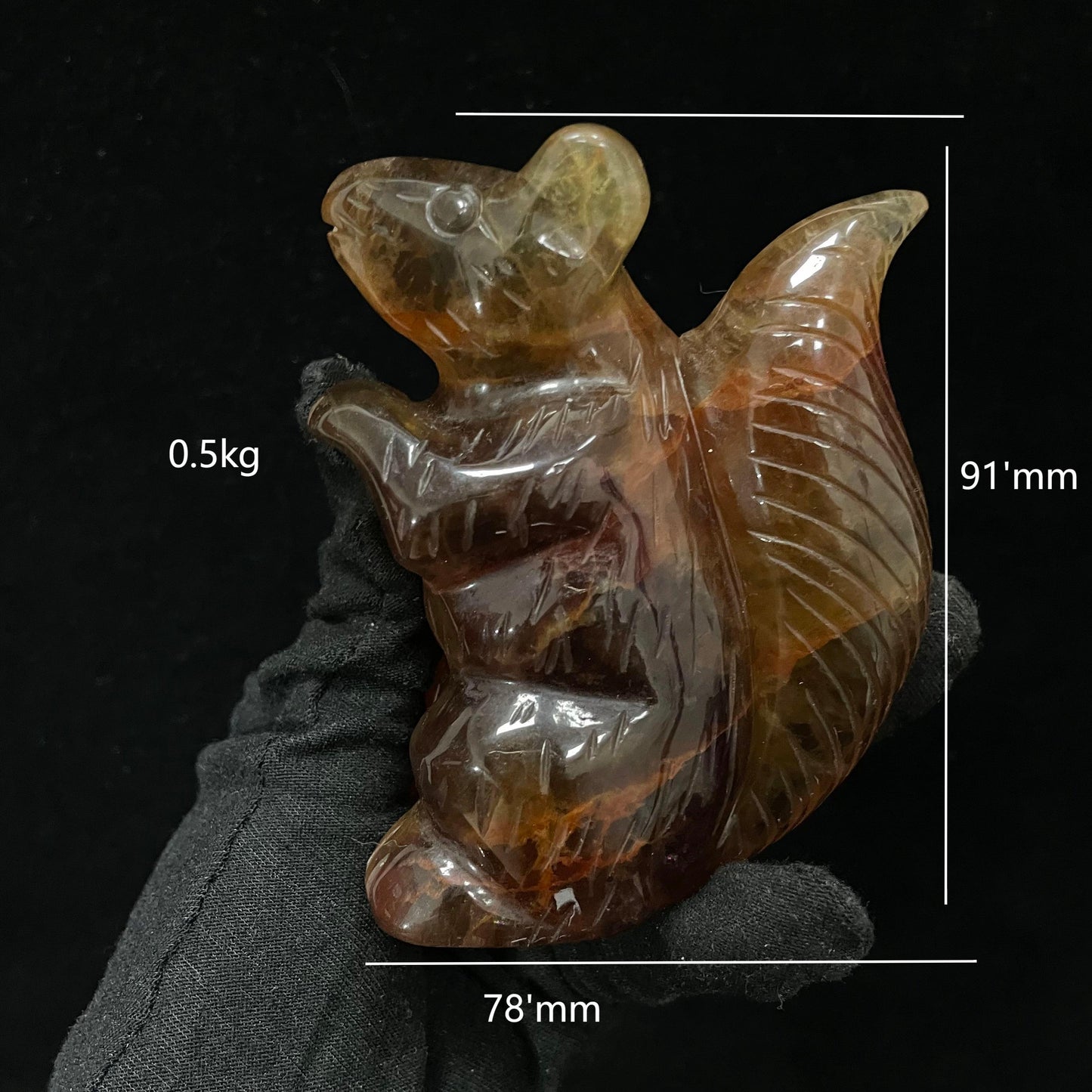 Natural Fluorite Squirrel Carving – Handcrafted with Precision, Intricate Details Capture Lifelike Charm. Unique Artisan Work, Vibrant Crystal Decor