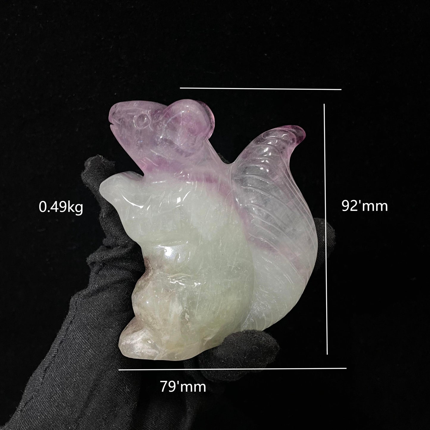 Natural Fluorite Squirrel Carving – Handcrafted with Precision, Intricate Details Capture Lifelike Charm. Unique Artisan Work, Vibrant Crystal Decor