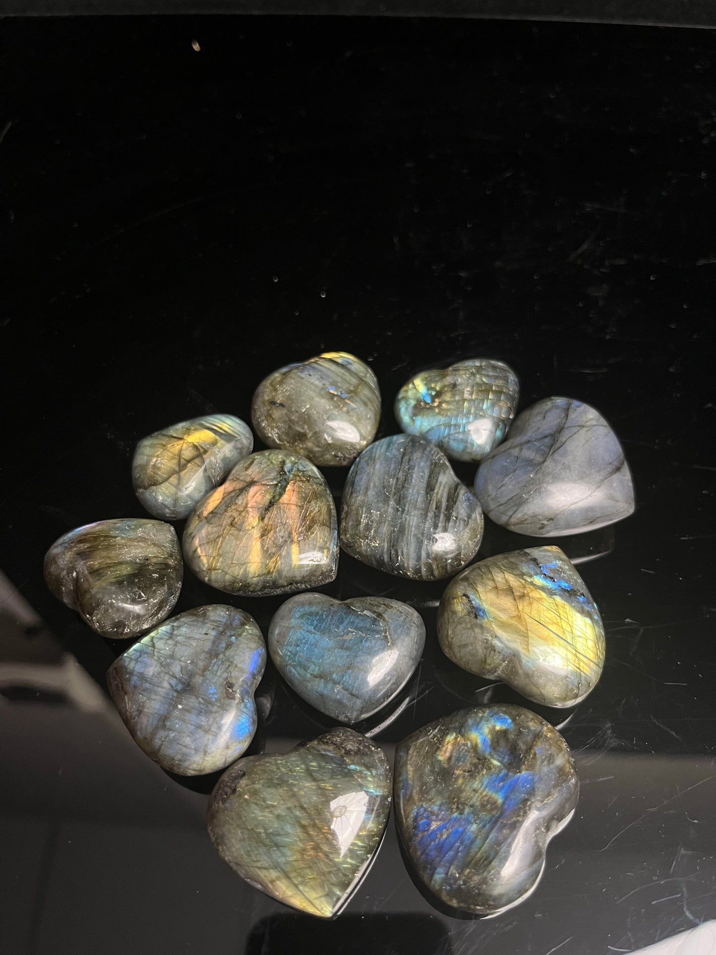 4cm Labradorite Heart – Iridescent Glow, Eases Anxiety & Lifts Moods. Sparks Hope, Cute Self-Care Decor for Good Vibes