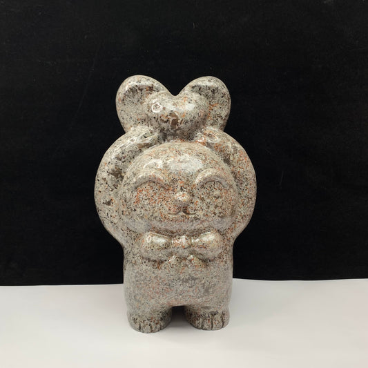 Large Carving Yooperlite holding the heart cute bunny rabbit