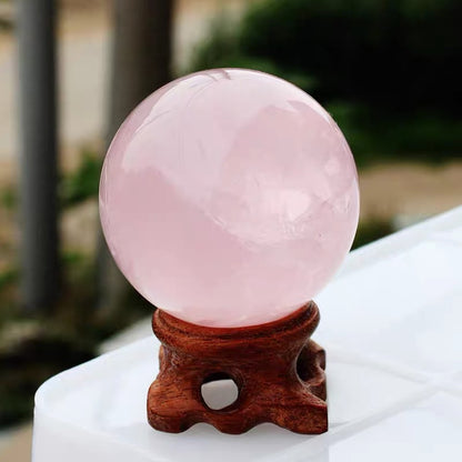 Meowcrystal Natural Crystal Rose Quartz Sphere Large Home Ornament