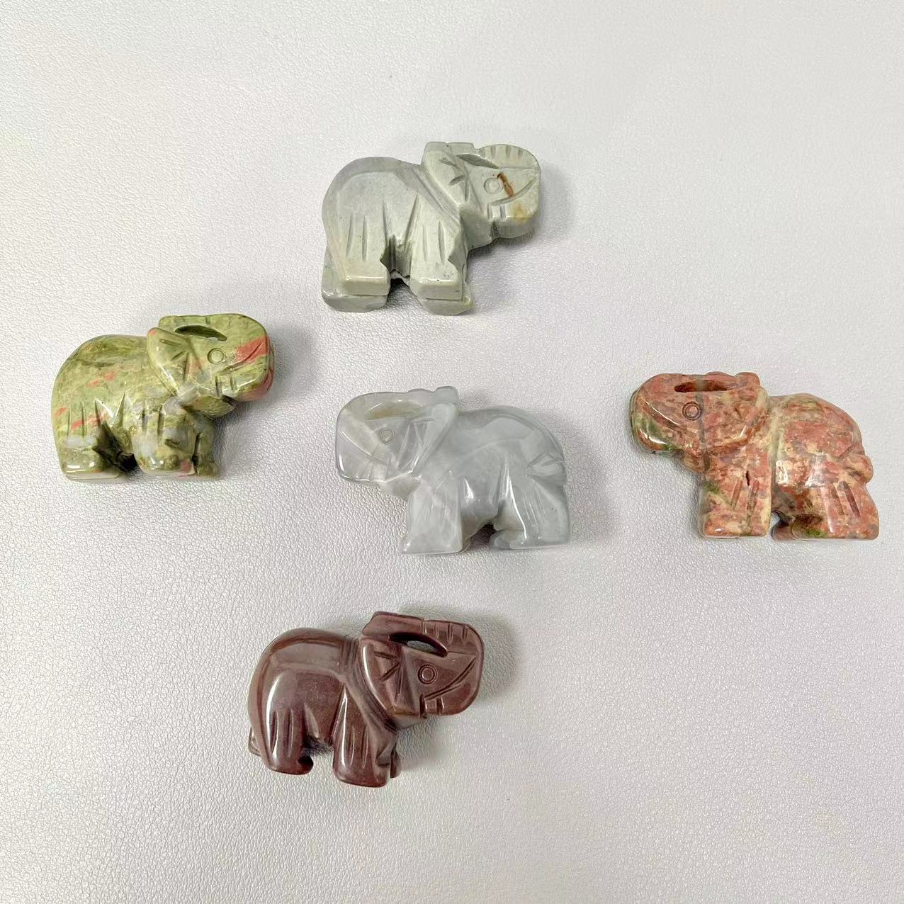 【A7】Crystal mini carvings elephant turtle dinosaur agate jasper Home Ornament