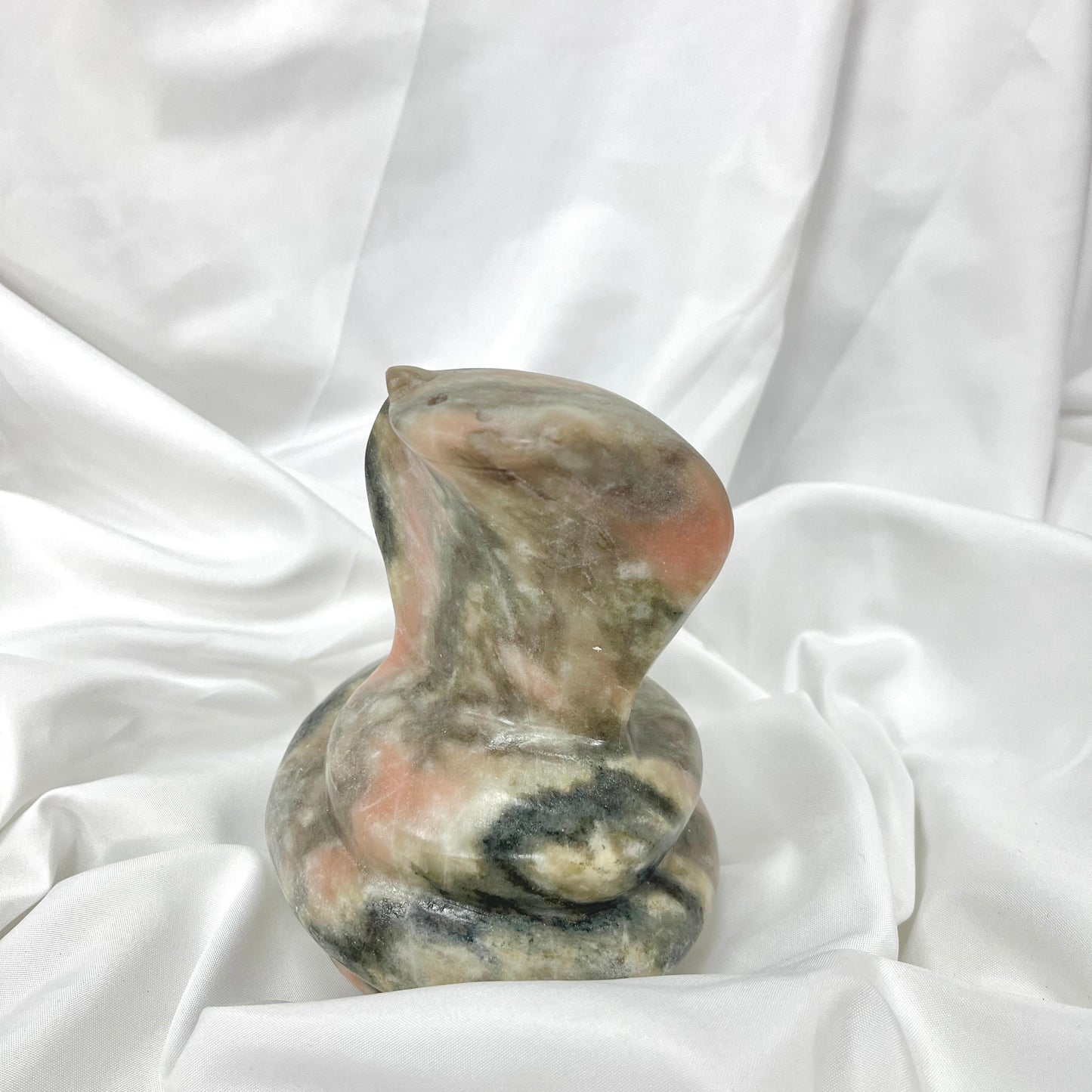 【B3】Meowcrystal Natural orange calcite orange gray calcite Cobra snake design Carvings home ornaments