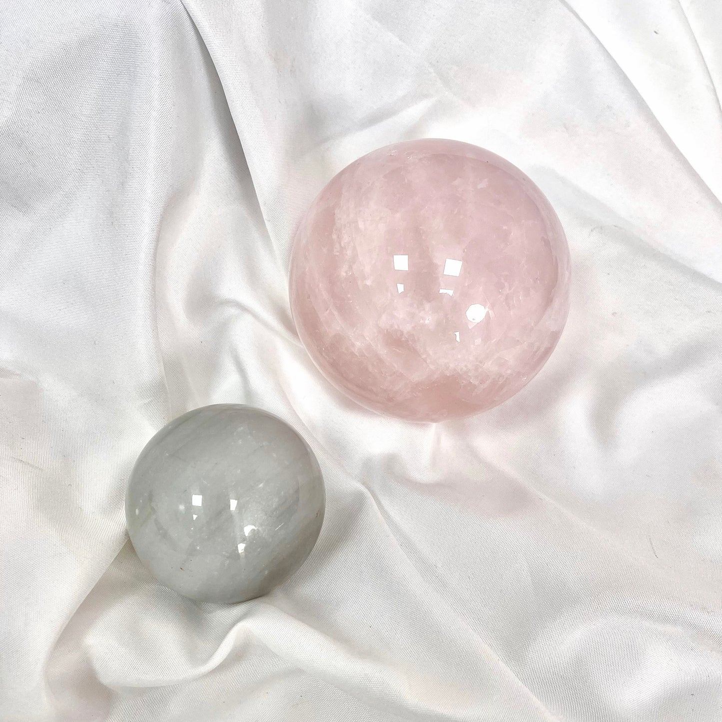 【A13】Rose Quartz Large Sphere Crystal set 2 Spheres in 1 set