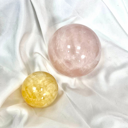 【A13】Rose Quartz Large Sphere Crystal set 2 Spheres in 1 set