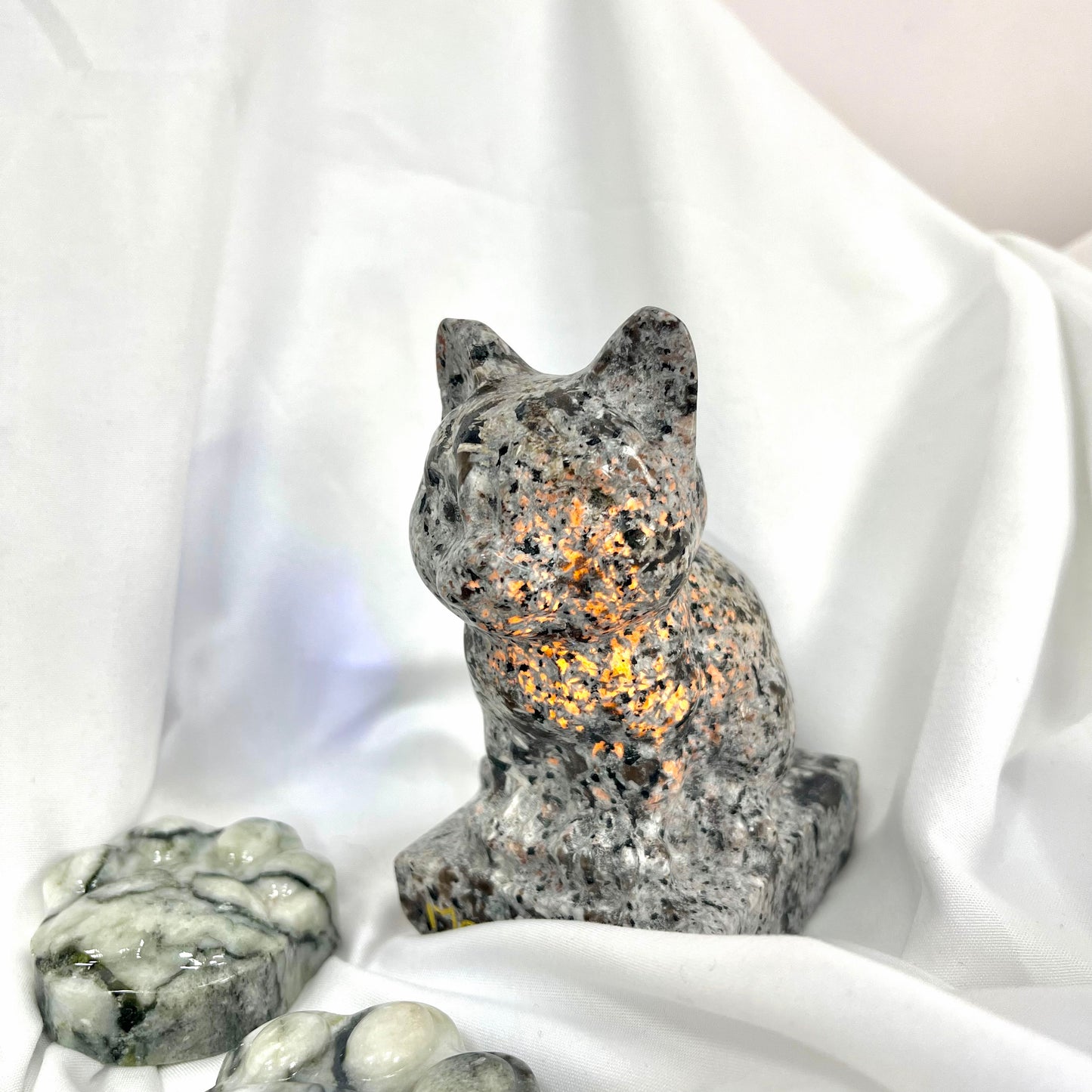 【A18】Meowcrystal Only Cat Design Yooperlite Carving with Kitty paw 5 In 1 Set