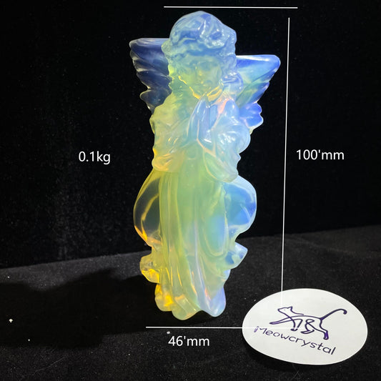 4"" Natural Crystal Angel Carving - Collectible Feng Shui Decor, Energy Harmonizing Ornament, Unique Home Accent & Spiritual Art