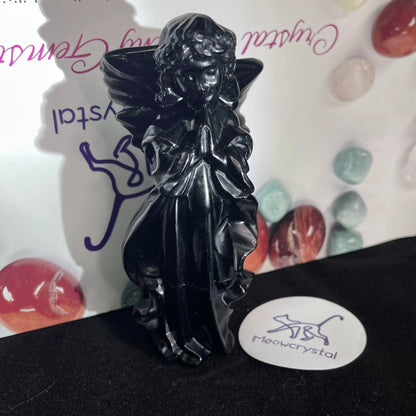 4"" Natural Crystal Angel Carving - Collectible Feng Shui Decor, Energy Harmonizing Ornament, Unique Home Accent & Spiritual Art