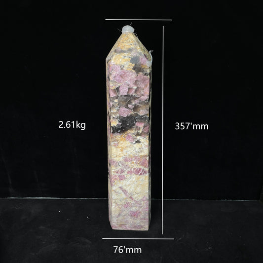 High-quality Natural Plum Tourmaline Tower - Collectible Feng Shui Decor, Energy Balancing Crystal, Unique Home Accent & Spiritual Ornament