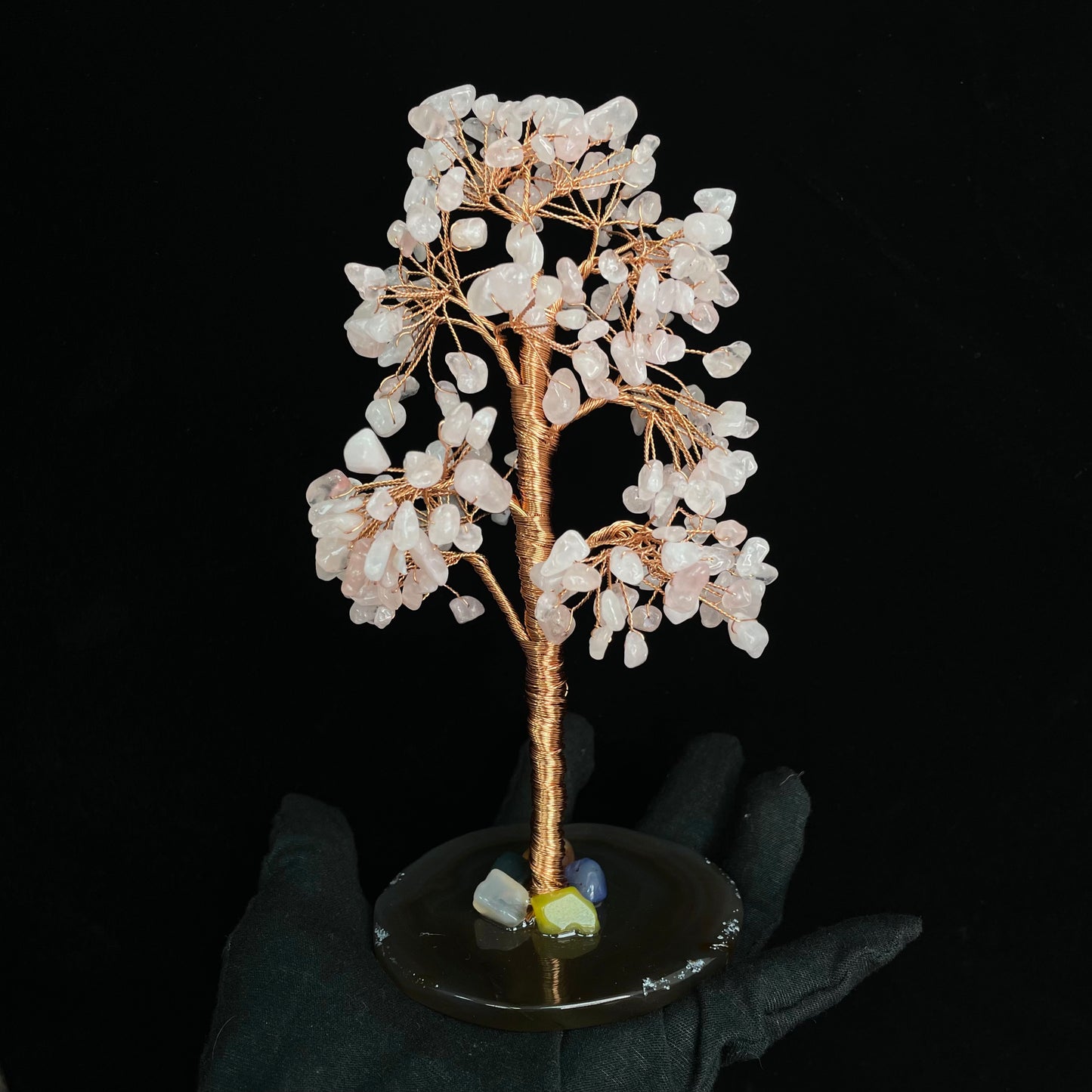 18cm Lucky Fortune Crystal Money Tree – Amethyst, Rose Quartz & Green Aventurine | Wealth Magnet, Feng Shui Treasure & Decorative Gem