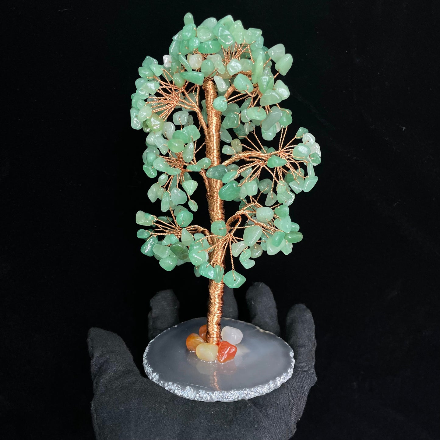 18cm Lucky Fortune Crystal Money Tree – Amethyst, Rose Quartz & Green Aventurine | Wealth Magnet, Feng Shui Treasure & Decorative Gem
