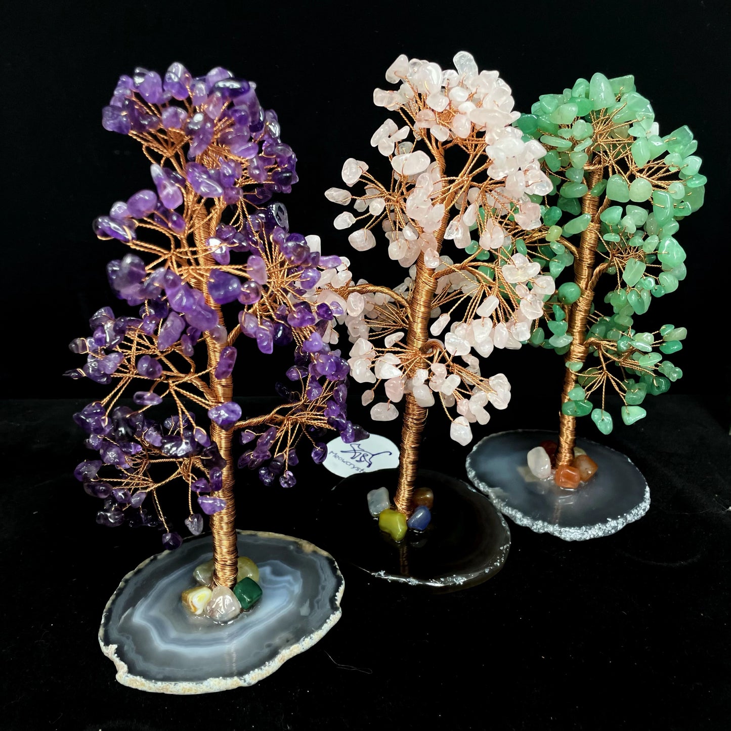18cm Lucky Fortune Crystal Money Tree – Amethyst, Rose Quartz & Green Aventurine | Wealth Magnet, Feng Shui Treasure & Decorative Gem