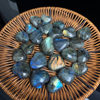 4cm Labradorite Heart – Iridescent Glow, Eases Anxiety & Lifts Moods. Sparks Hope, Cute Self-Care Decor for Good Vibes