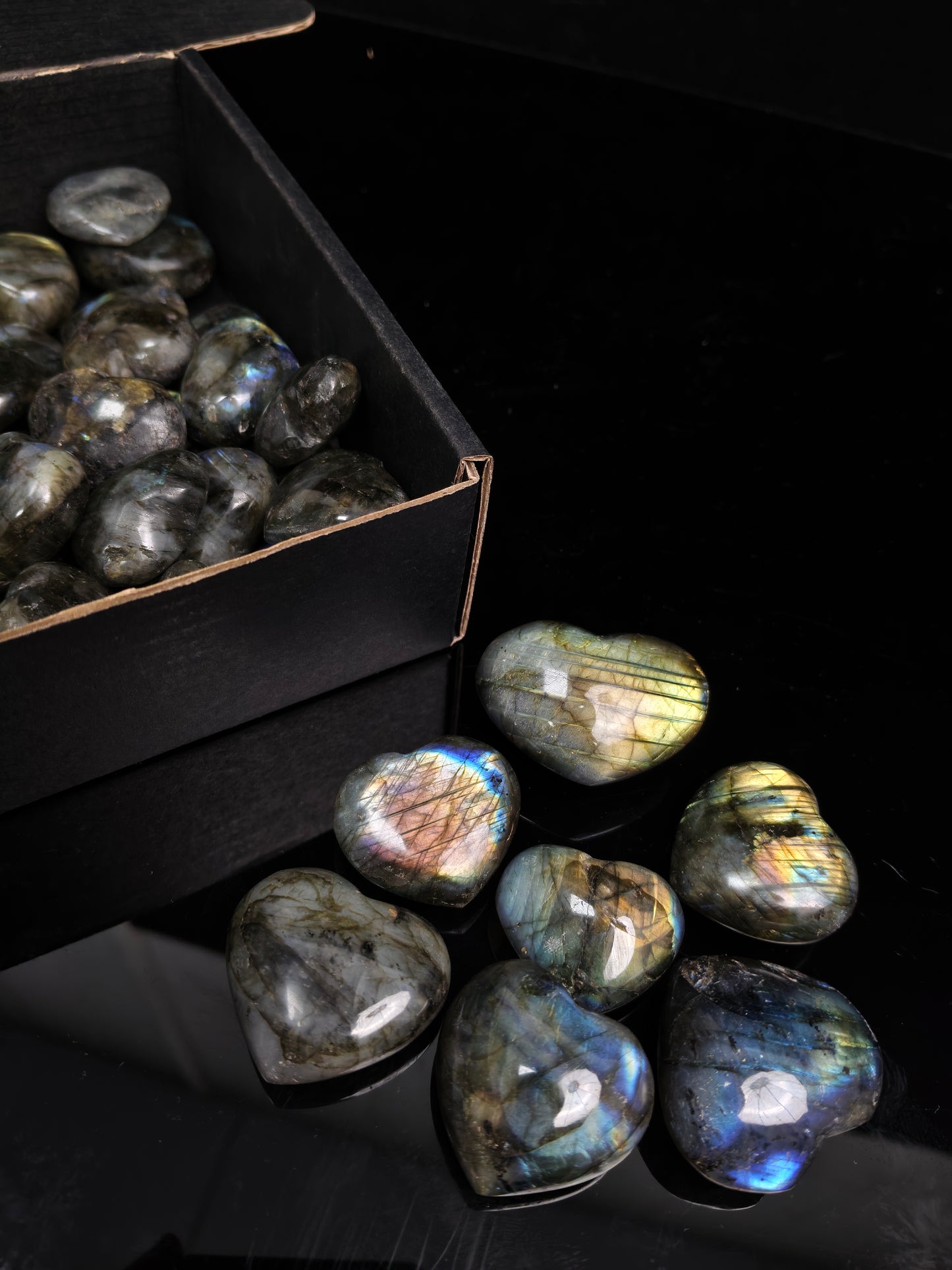4cm Labradorite Heart – Iridescent Glow, Eases Anxiety & Lifts Moods. Sparks Hope, Cute Self-Care Decor for Good Vibes