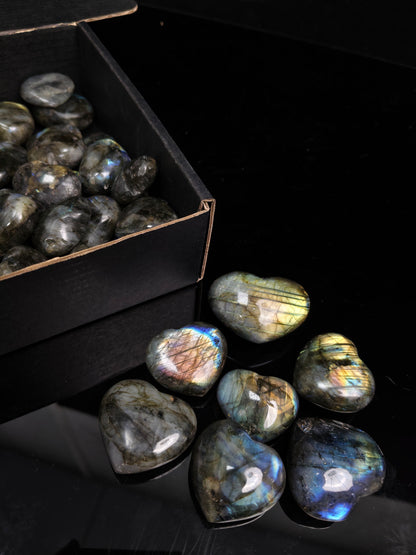 4cm Labradorite Heart – Iridescent Glow, Eases Anxiety & Lifts Moods. Sparks Hope, Cute Self-Care Decor for Good Vibes