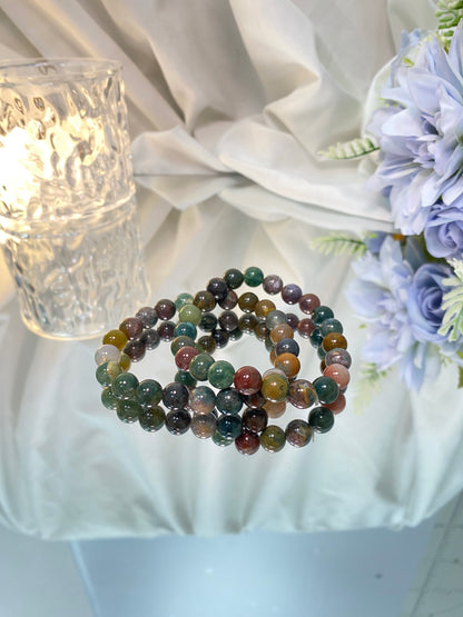 Natural crystal bracelets 8-9 mm bracelet obsidian Rose Quartz ocean jasper tiger eyes gem collection jewels