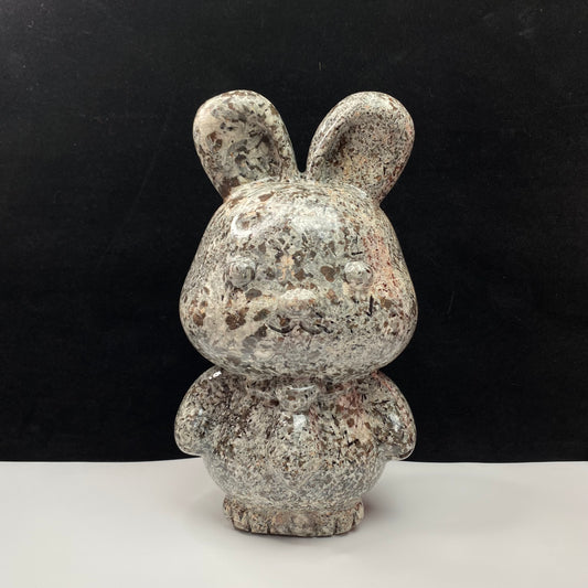 Large Carving Yooperlite with a tie a cute bunny rabbit