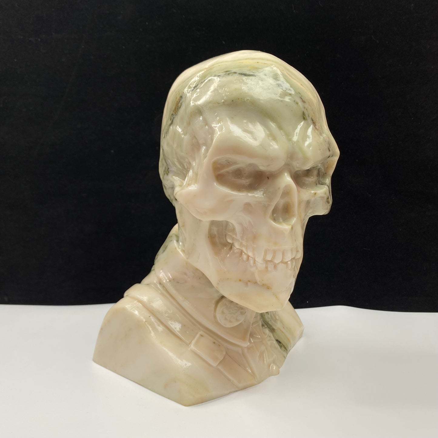 511-Large Carving white jade skull man